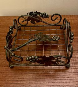 Grape/Leaf Design Wrought Iron Napkin Holder