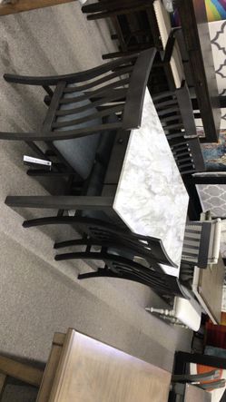 Cypress White/Charcoal Dining Set - Dining table, Dining chairs