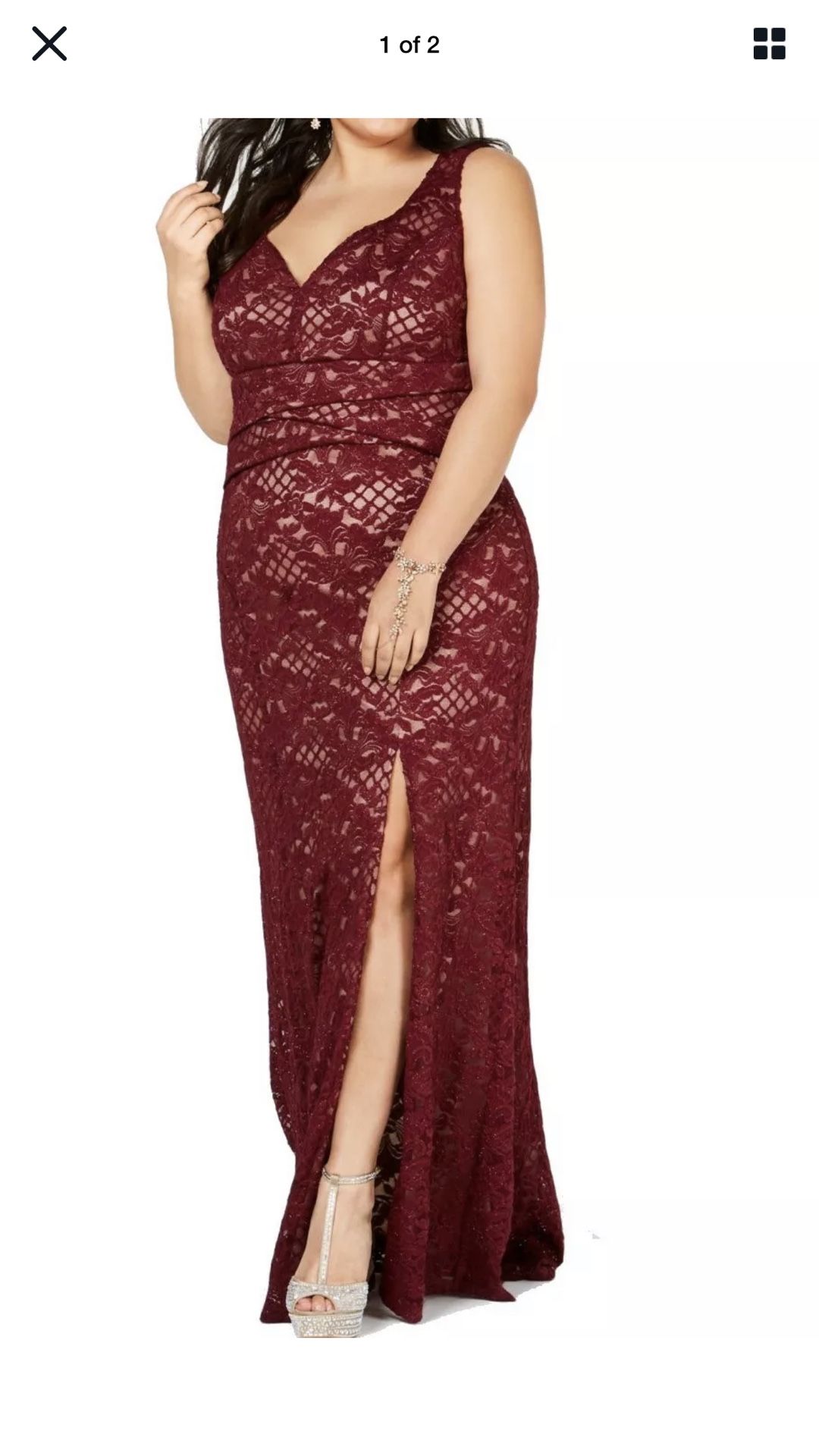 Formal Dress Plus Size 3X Maroon Lace Mother of the Bride Special Occasion Prom Clothing