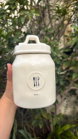 Rae Dunn "Eat" Ceramic Canister with Lid