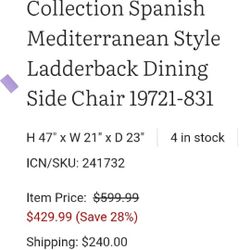 Collection Mediterranean Style Ladderback Dining Chairs 
