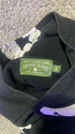 White/black denim tear hoodie size XL