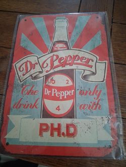 Metal Dr Pepper sign