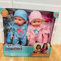 Kidoozie Care 'N Cuddle Twin Set - 2 Interactive Baby Dolls with Accessories