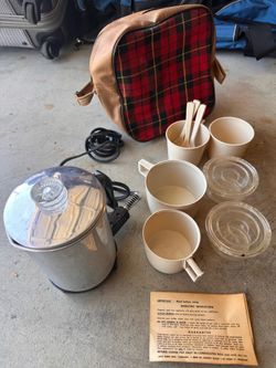 Vintage travel coffee percolator set