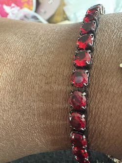Red And Black Stainless Steel Tennis Bracelet 
