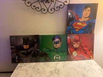 DC Comics Superhero Canvas Wall Art Set of 4