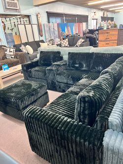 🔥Furniture Mart🔥Brand New Sectional with Cup Holder and Charge with Ottoman $999, Payment available, Delivery available.