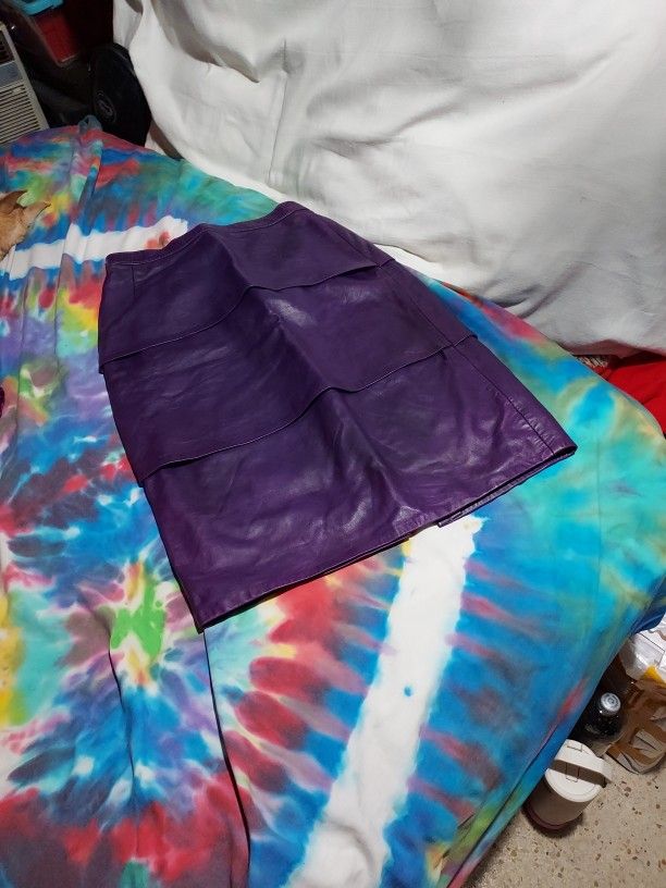 Skirt , Leather Long Purple