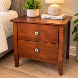 Wood Nightstand with 2 Drawers –
