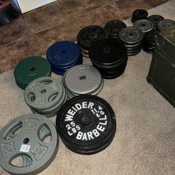 Lot of weight plates for gym exercise 