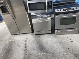 4 piece stainless steel kitchen appliance set