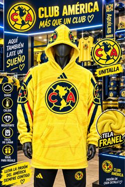 CLUB AMÉRICA Wearable Blanket Hoodie Oversized Fleece Sweatshirt with Sleeves Pockets UNISEX