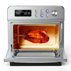 13-in-1 Digital Air Fryer Convection Toaster Oven 1600W in Stainless Steel with Rotisserie, 6-Slice Capacity