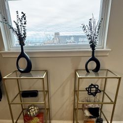 Glass Shelf/Bookcase - Gold (Set Of 2)