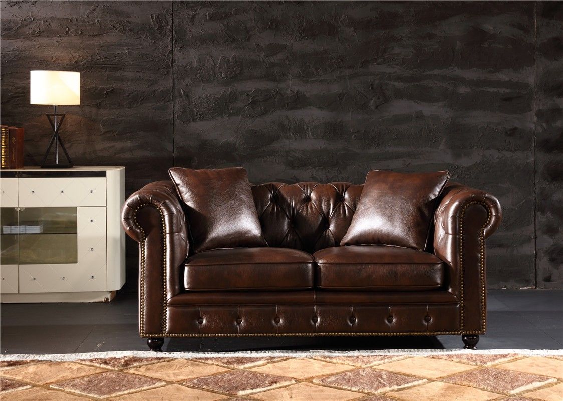 New Leather Chesterfield Sofa and Loveseat Living Room Couch