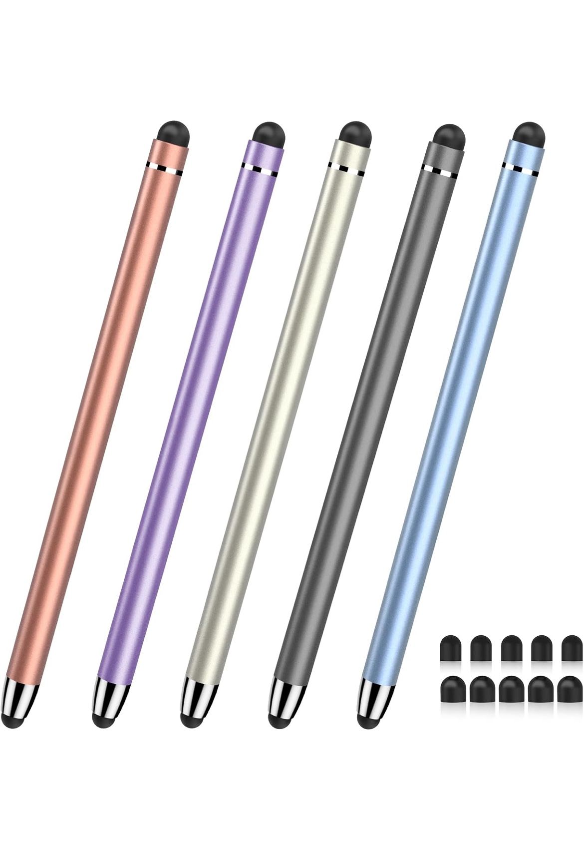 Stylus(5 Pcs), 2 in 1 Stylus Pen for Touchscreen, High Sensitivity & Precision Stylus for Apple iPhone iPad Android Tablets All Touch Screens with 10