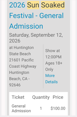 Sun soaked general admission