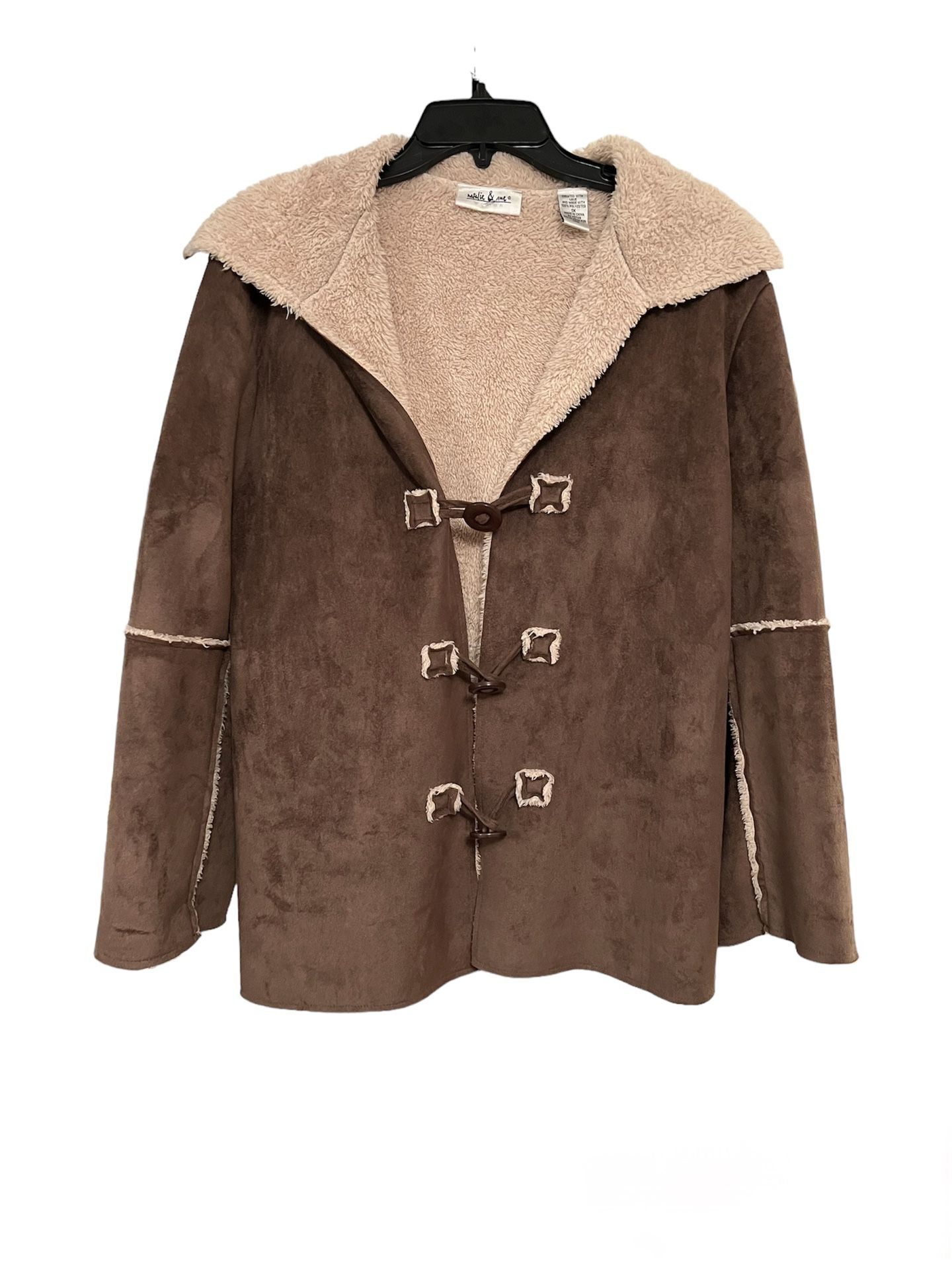 Brown Faux Shearling Jacket (Size 1X)