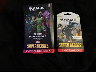 Magic the Gathering, Marvel: Doom Prevails Commander Deck + Marvel Super Heroes play booster. (NEW)