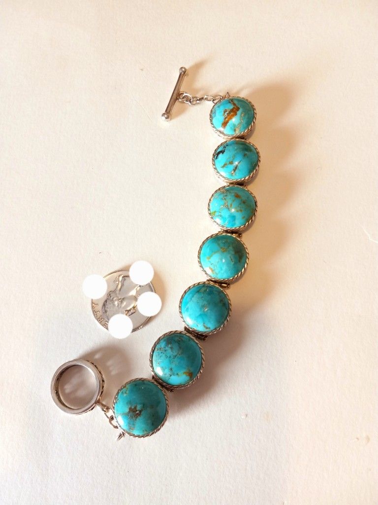 $80! Awesome 925 Sterling Silver Turquoise Thailand Bracelet
