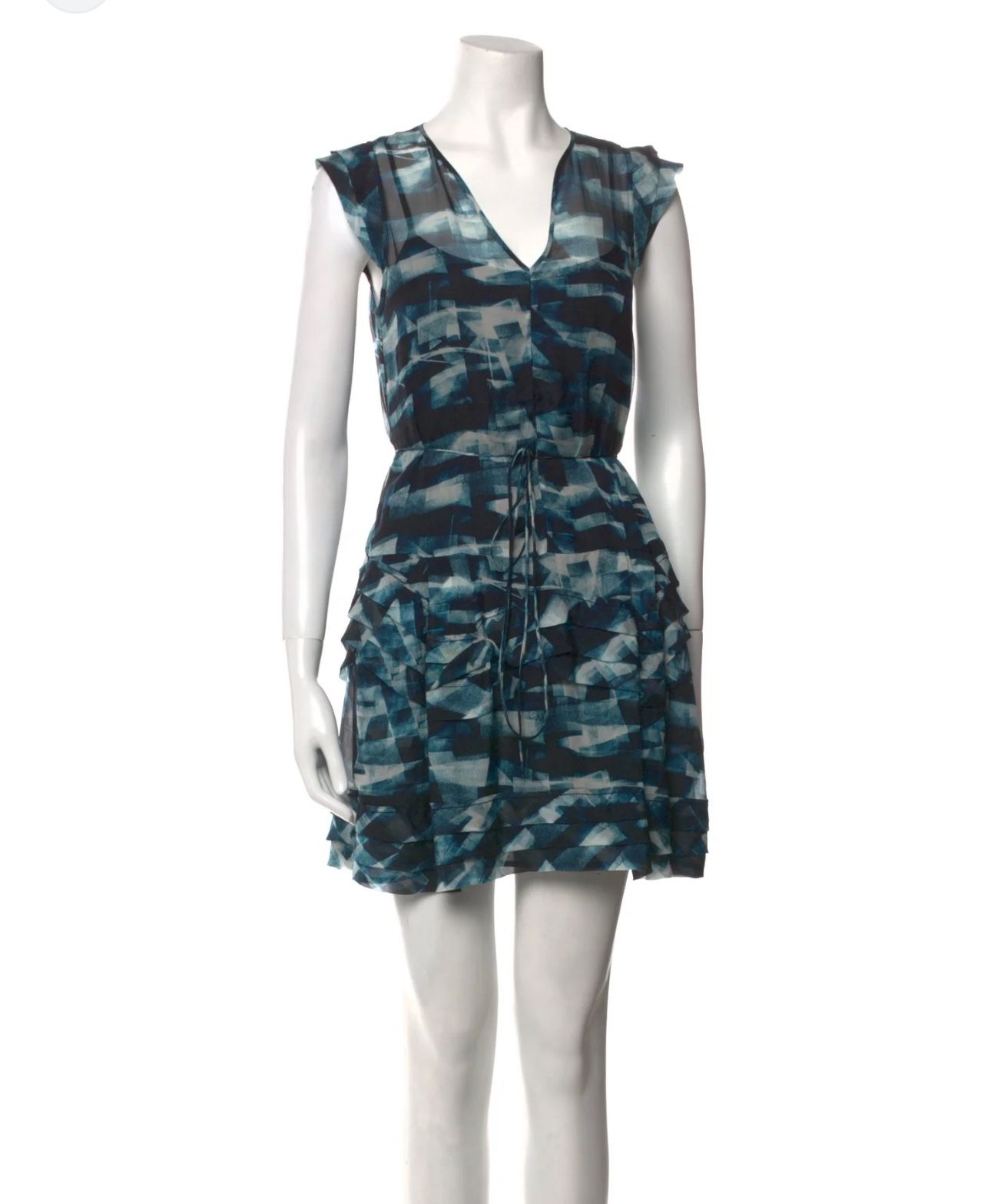 Theory Marbled Blue Silk Dress Size 10