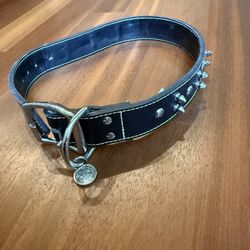Bond & Co Spiked Black Leather Dog Collar Punk Biker Street Goth 1.5” x 26” Stud