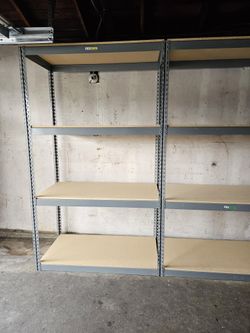4 Tier Shelving 48 in W x 24 in D American Made Used Heavy Duty Steel Boltless Storage Rack Delivery Available