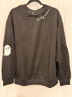 Women's Black Spooky Season Ghost Graphic Sweatshirt