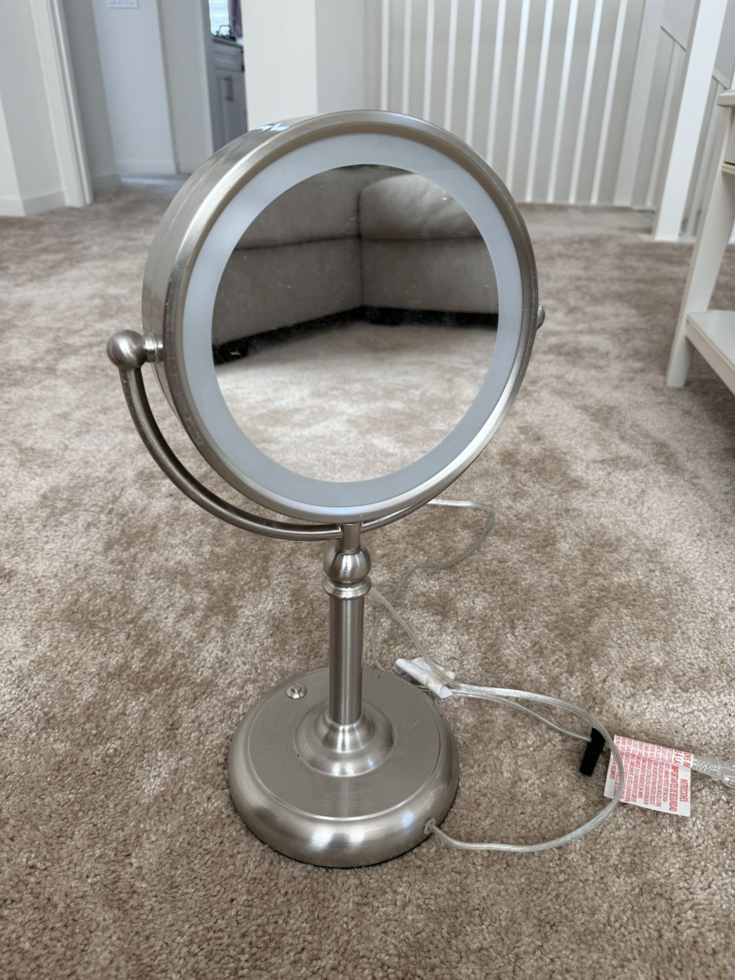 Sunter Professional LED Vanity Mirror Brushed Nickel, Large Tall 18 inch, Two-Sided 1x/10x Magnified, Illuminated, True Color, Fog Free, Silver Finish