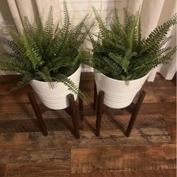 Plant Stand With Pot And Artificial Plants 