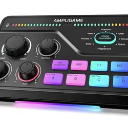 NEW - Gaming Mixer for Voice Chat and Streaming- 7.1ch Surround Sound Headphone Amp-XLR Preamp-USB Plug & Play-Voice Changer-RGB-Volume Control-3 EQ M