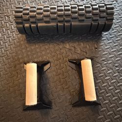 Premium Push Up & Dip Wooden Parallettes + Foam Roller Combo