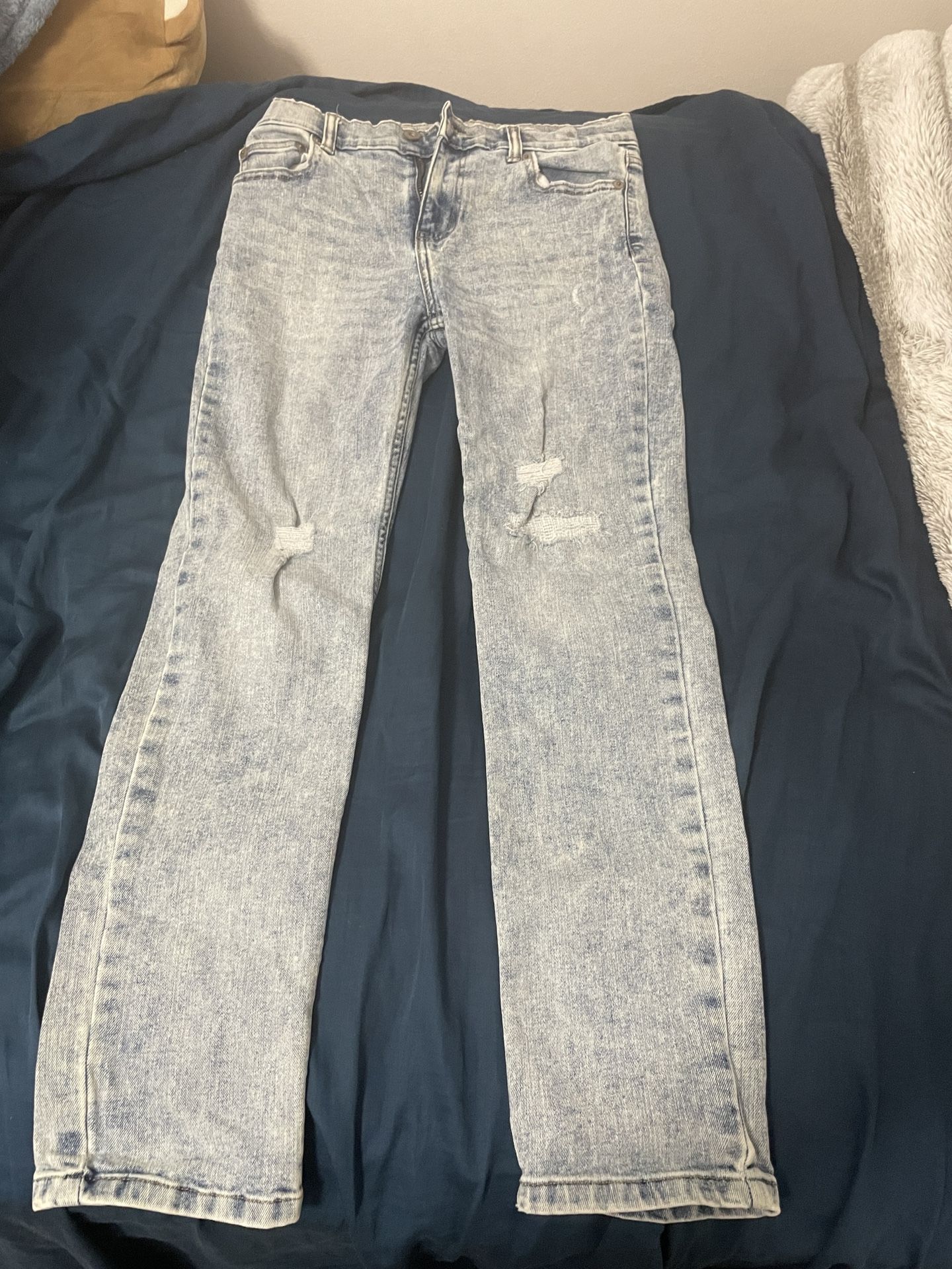 Light Blue Ripped Jeans Size 14 Slim