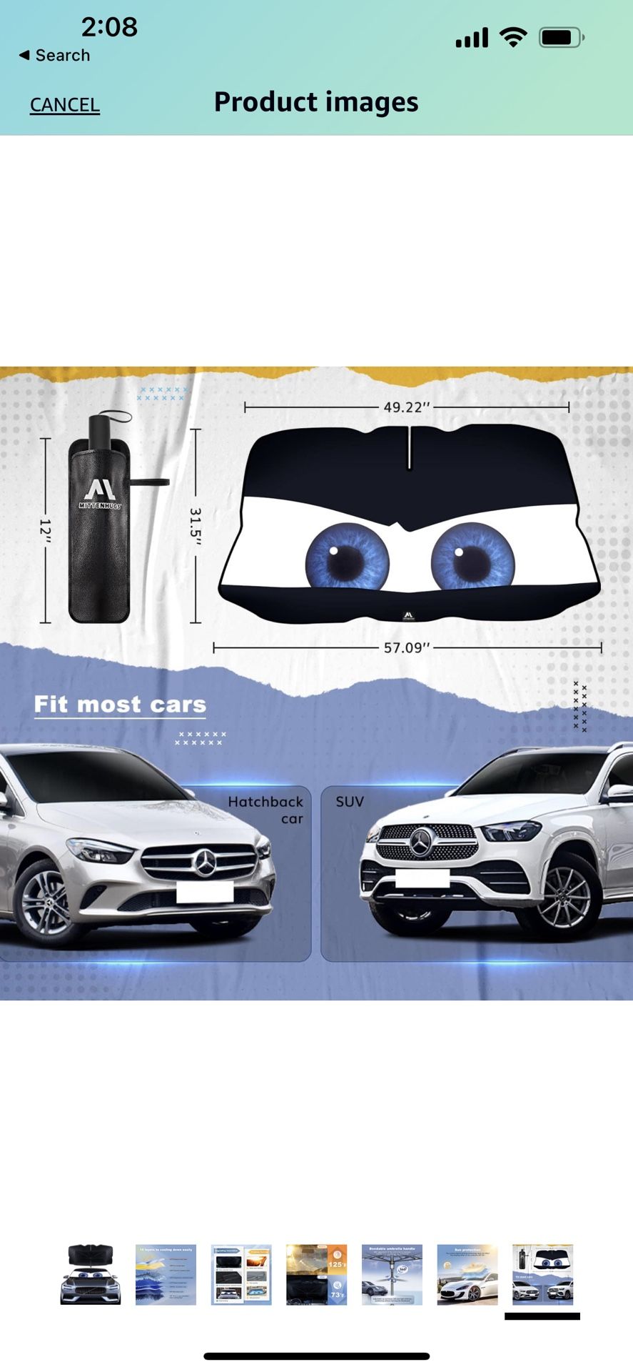 Windshield Sun Shade Umbrella, Car Sun Shade Windshield Foldable 360°Rotation Bendable Full Block Heat, Car Windshield Sun Shade Car SUV Keeps Vehicle