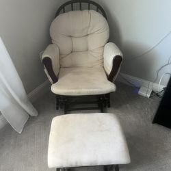Beige Rocking Chair And Foot Rest 
