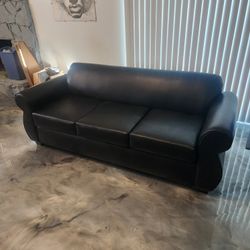 Black Leather Sofa Couch 