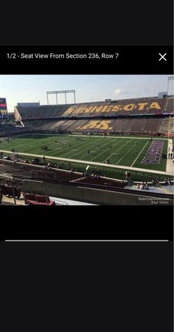 Two Gophers Football tickets for sale for the 9/19 game