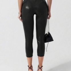 SHEIN black faux leather leggings Size XS