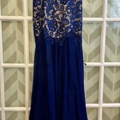 Elegant Blue Lace Prom Dress 