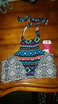New Sz M medium women's bikini top buy hula honey halter lace-up back padded