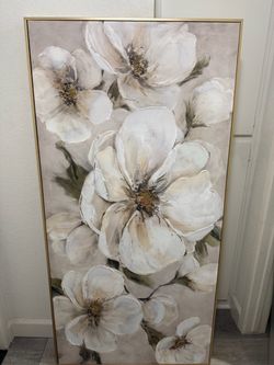 Large Floral Canvas Wall Art Gold Frame