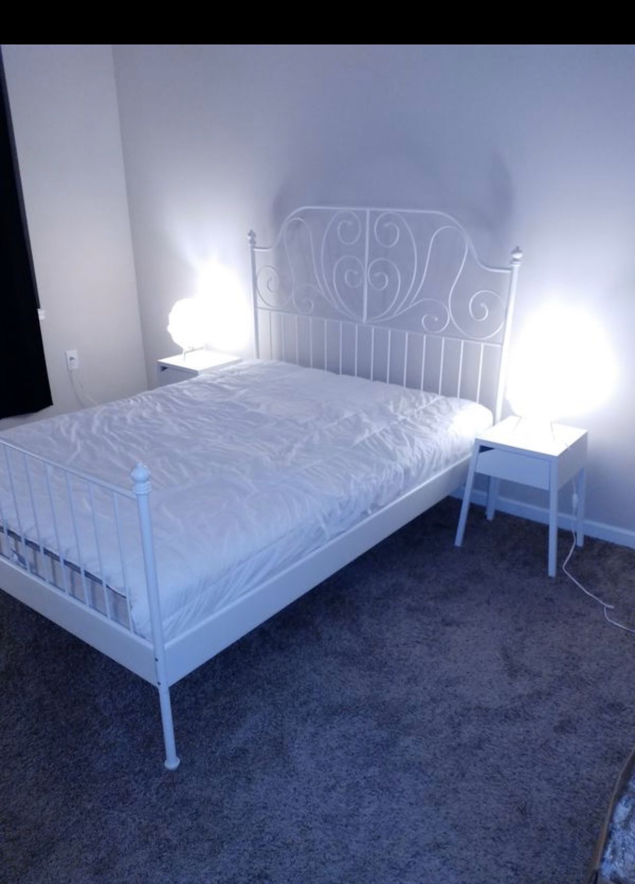 Bed frame and big floor lamp