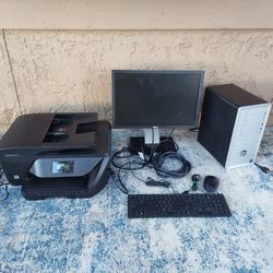 HP Desk Computer, HP Printer, Dell Screen, Keyboard, Mouse And Cables, Works Fine, Great For Home , School, Work
