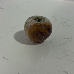 Agate Marble Apple Paperweight Gold Brown Unique Colors Veined 