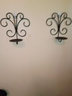 BLACK METAL WALL SCONCES CANDLE HOLDER