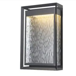 Bel Air Lighting Steelwater 16.25 in. Black Integrated LED Outdoor Wall Light Fixture with Clear Water Glass