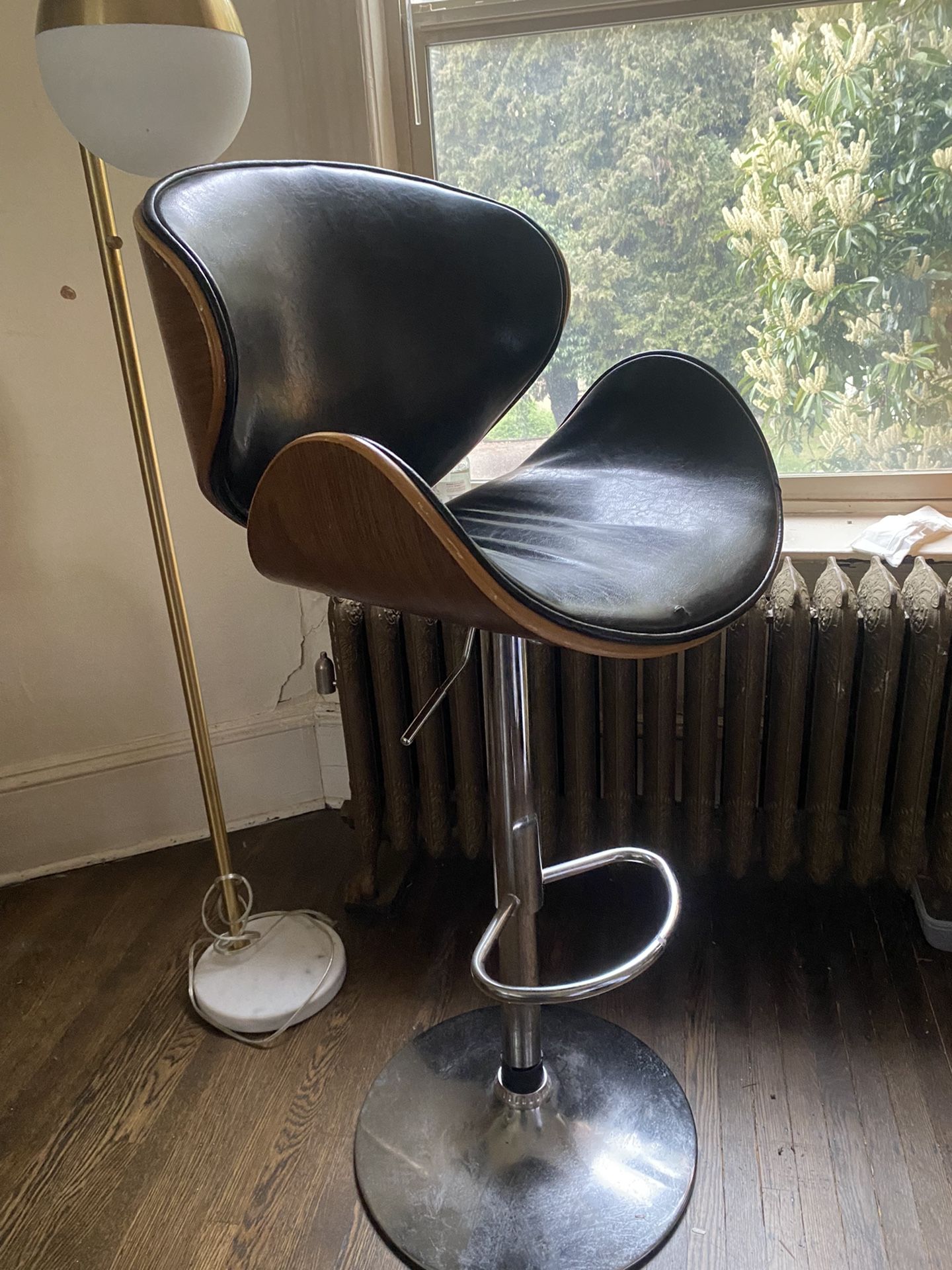 Leather And Wood Bar Stool