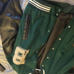 aelfric eden green and black bomber jacket with bones and the letter B mens large