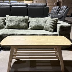 Solid Wood Coffee Table - 2-Tier Wooden Center Coffee Table with Storage Shelf for Living Room, Apartment, and Office(Natural)💰110$  🔥🔥🔥Second Loc